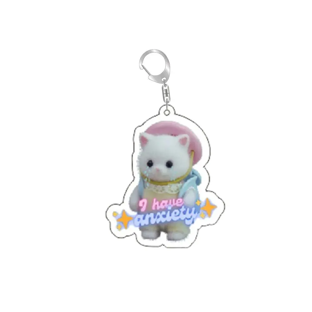 Y2k Cartoon Cat Rabbit Bear Key Chain Keychains Ring for Accessories Bag Funny Pendant Keyring Jewelry Girls Women Fans Gifts