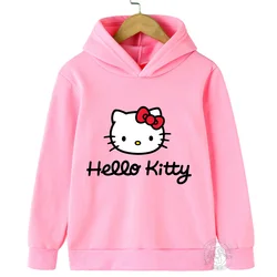 Kawaii Hello Kitty Hoodie Kids Clothes Girls Clothing Fashion Baby Boys Clothes Autumn Warm Sweatshirt Children Tops