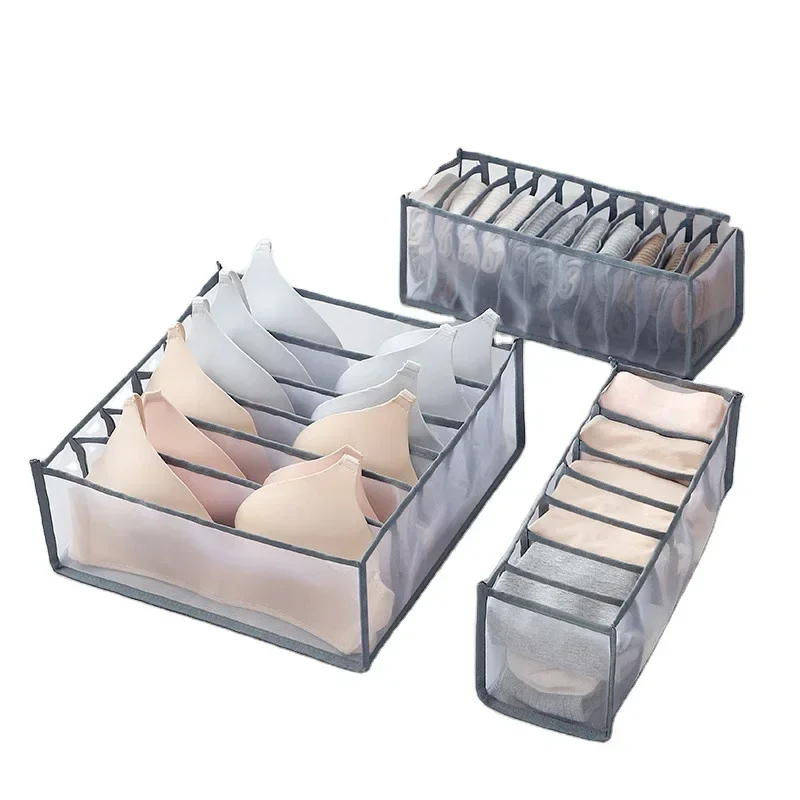 Dormitory Bra Closet Organizer for Socks Home Separated Underwear Storage Box 7 Grids Bra Organizer Foldable Drawer Organizer