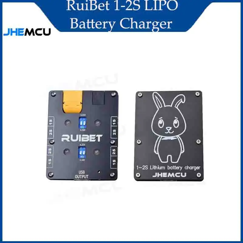

JHEMCU RuiBet 1-2S LIPO Battery Charger 7-26V XT60 Input USB Output for 3.7V 3.8V LIPO Battery FPV Tinywhoop Drone RC Tools