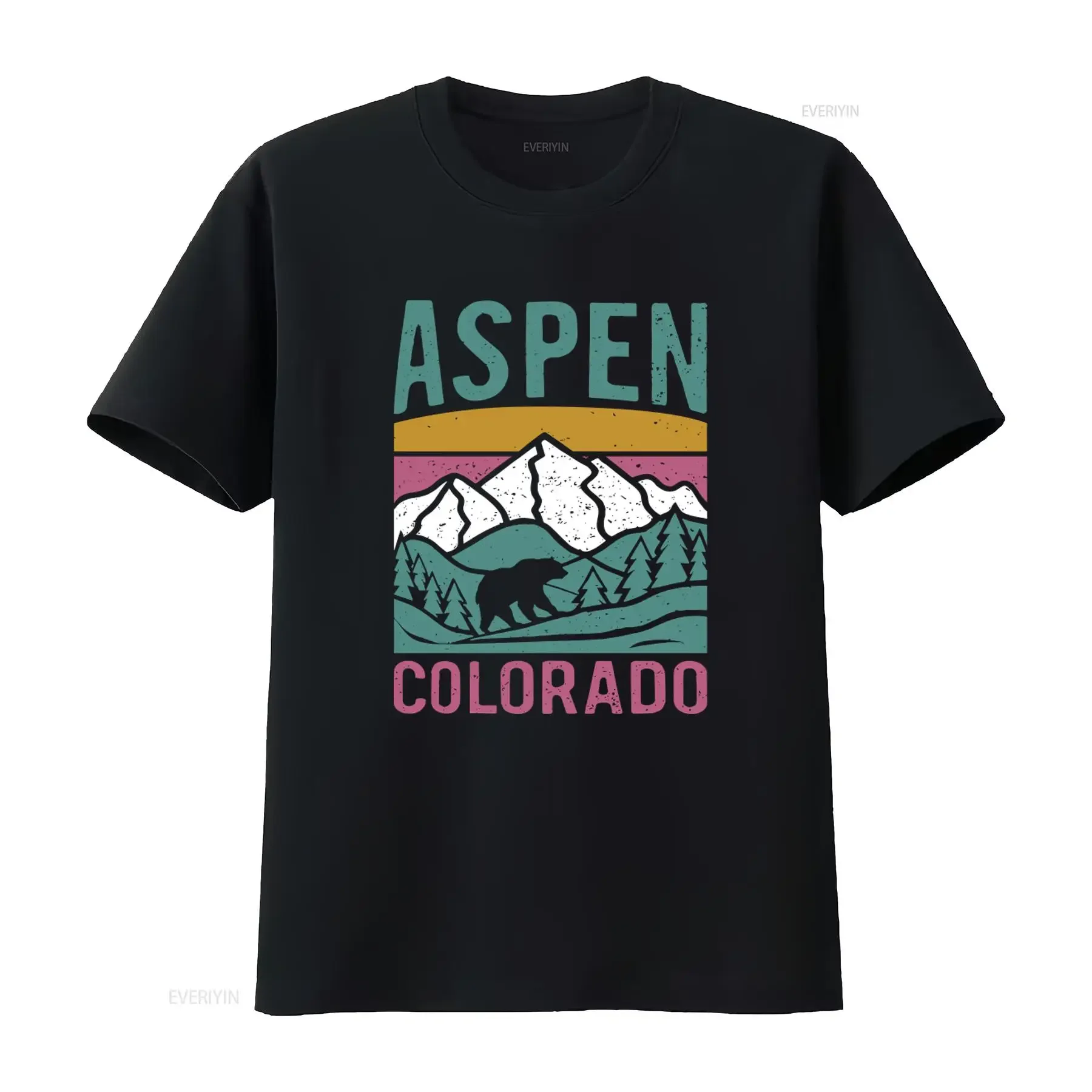 Aspen Colorado T Shirt Ski Winter Bachelorette Apres Trip Crewneck Resort Mountain Bear Print vintage Washed