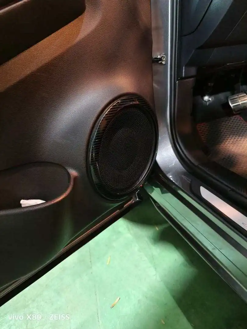 

Stainless Steel Car Door Speaker Stereo Sound Cover Decorative For New Nissan Juke F16 2019-2023 Carbon Fiber Pattern