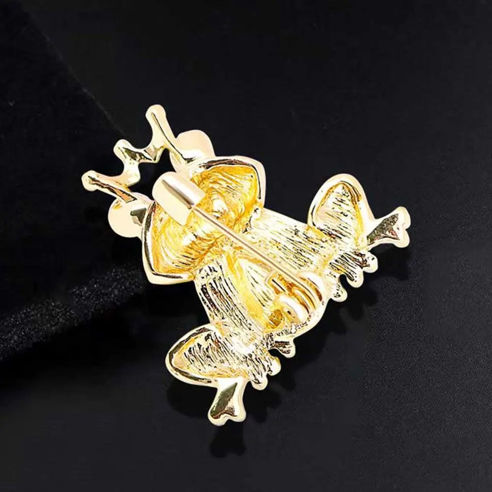 Rhinestone Brooches For Men And Women Badge Ornaments Cartoon Animal Drop Oil Crown Frog Corsage