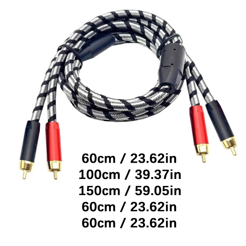 Stereo RCA Audio Cable Male to Male 2RCA to 2RCA Audio Cable with Gold Plated Connector Plug For CD Amplifier Loudspeaker