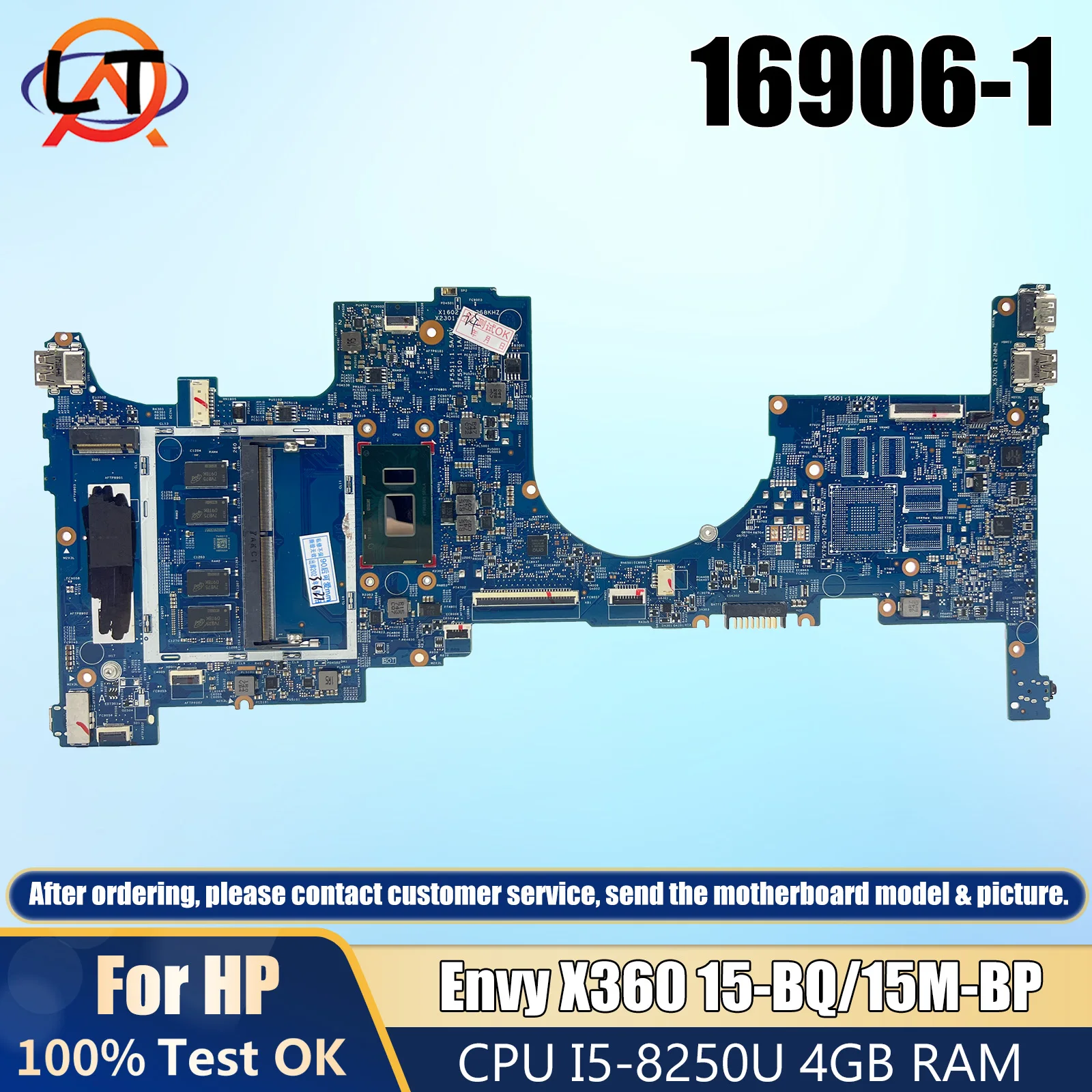 

16906-1 For HP Envy X360 15-BQ 15M-BP Laptop Motherboard With I5-8250U 4GB RAM 934999-001 934999-601 934998-601