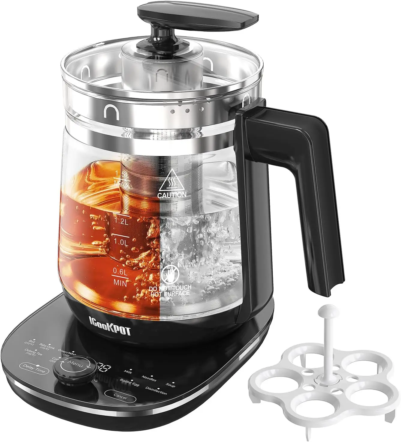 

Электрический стеклянный чайник с контролем температуры, 1,5 л, из нержавеющей стали, быстрое кипячение для чая и кофе