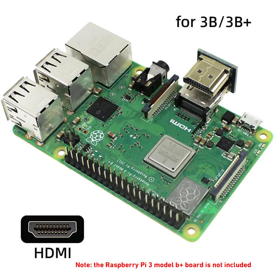 HDMI to Micro HDMI Type A to Type-D Male Connector Socket Opposite U Shape Back Angled for Raspberry PI 3B/3B+/4B