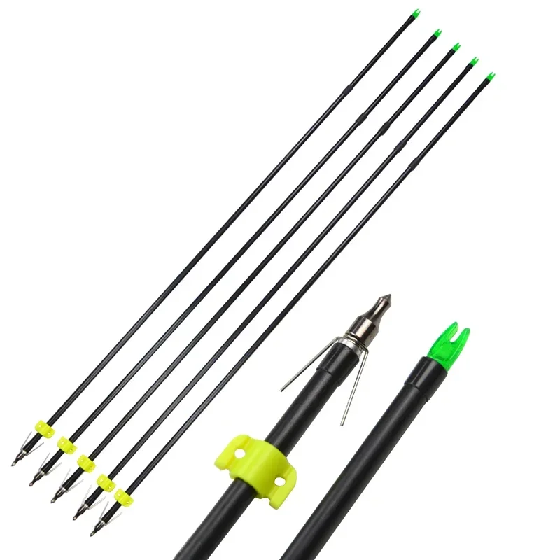 6/12/24pcs Archery Fishing Arrow Fiberglass Arrows OD 8mm With 100grain Shooting Fish Arrowhead Bowfishing Hunting Accessories