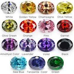 15pcs CZ 1pcs Per Colors Loose Cubic Zirconia Stone Size 4x6~10x12mm Oval Shape Synthetic Gems