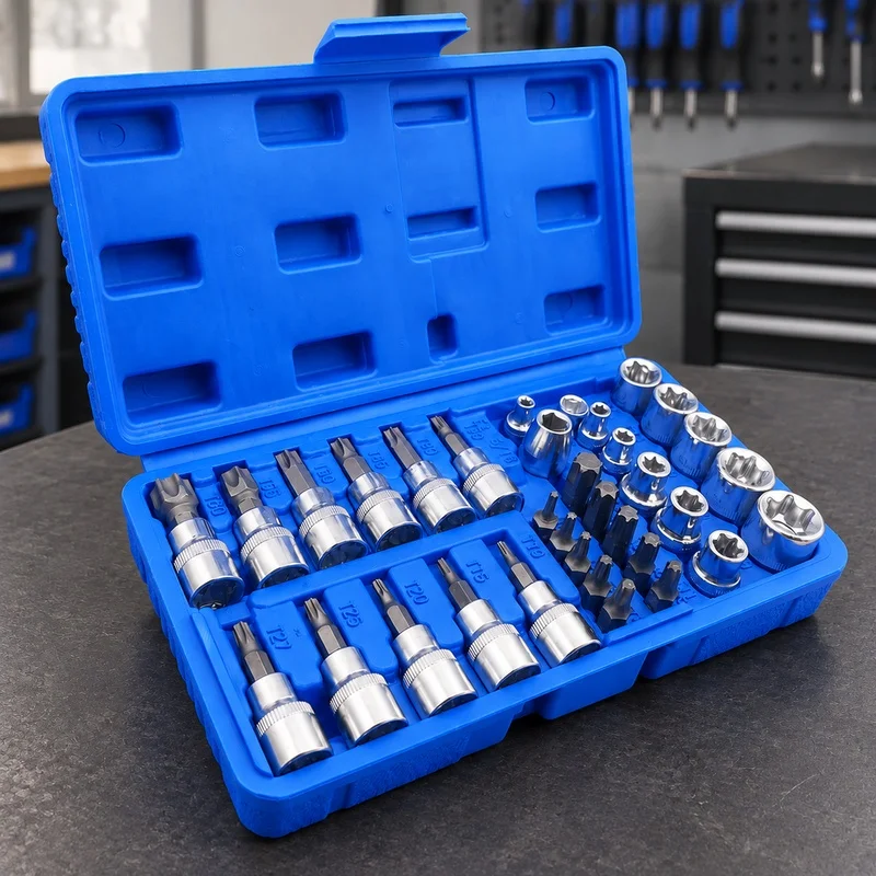 Comprehensive 34-Piece Torx & E-Torx Socket Kit with 1/4