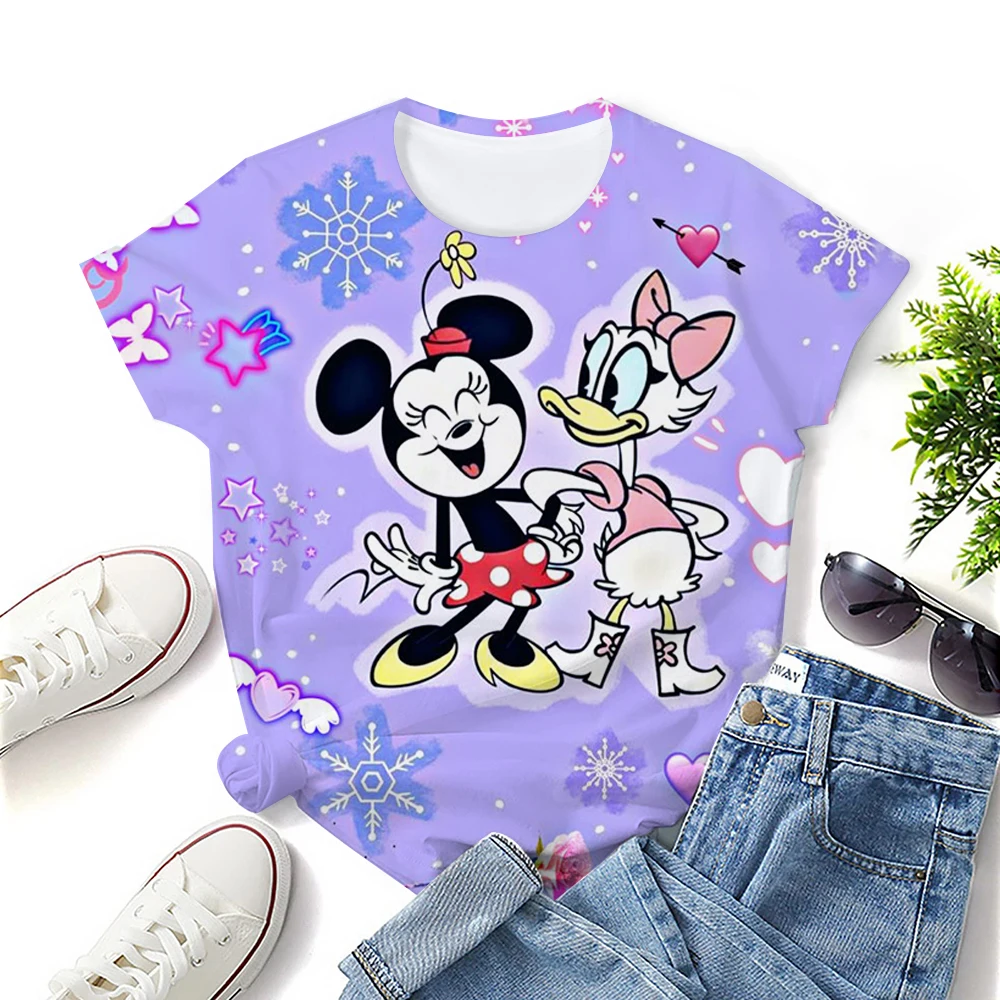 Pakaian Wanita Jahit Lucu Bukan Hari Ini Kaus Kasual Atasan Musim Panas Jahitan Y2k Kartun Kaus Wanita Atasan Mickey Mouse Mode