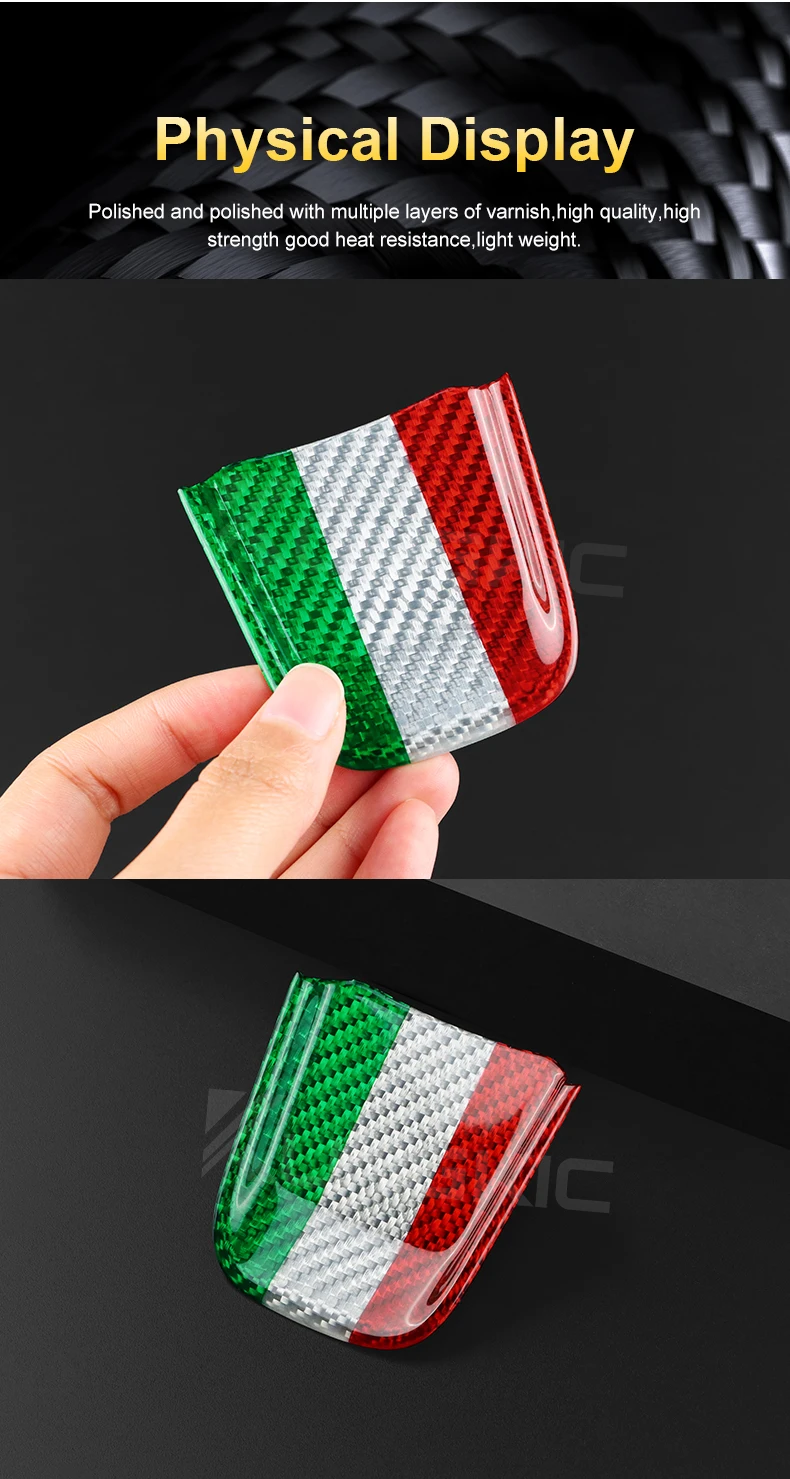 Echter Hartkohlefaser-Aufkleber für Abarth 595 Fiat 500 2020 2021 2022 2023 2024 Auto Tricolor Carbon-Verkleidung Innenraum-Zubehör – Detail 8