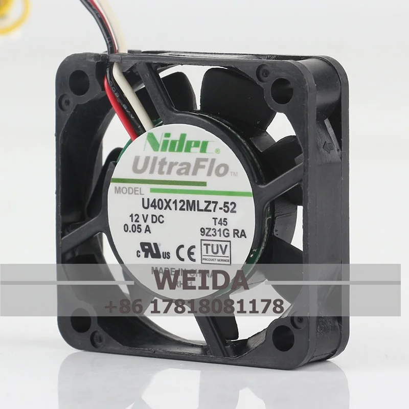 

Вентилятор корпуса оригинальный Nidec U40X12MLZ7-52/U40X12NS2Z7-51 4010 вентилятор DC12V 0.05A 4 см тихий компьютерный вентилятор охлаждения процессора 40*40*10 мм