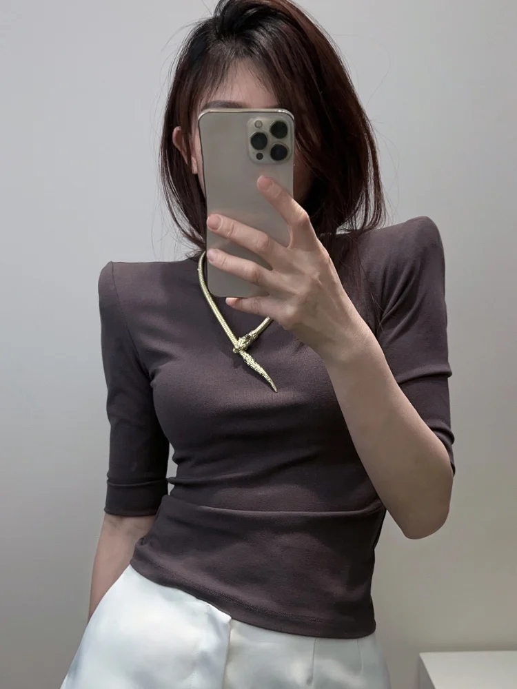 

Женская футболка Kan Kun Knight со съемной подушечкой Ne f Sve, весна 2022, весенняя мода для поездок на работу, чистый хлопок