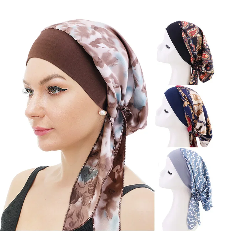 Printing Hair Bands for Girls Women Square Satin Scarf Fashion Turban Headband New Vintage Hair Accessories