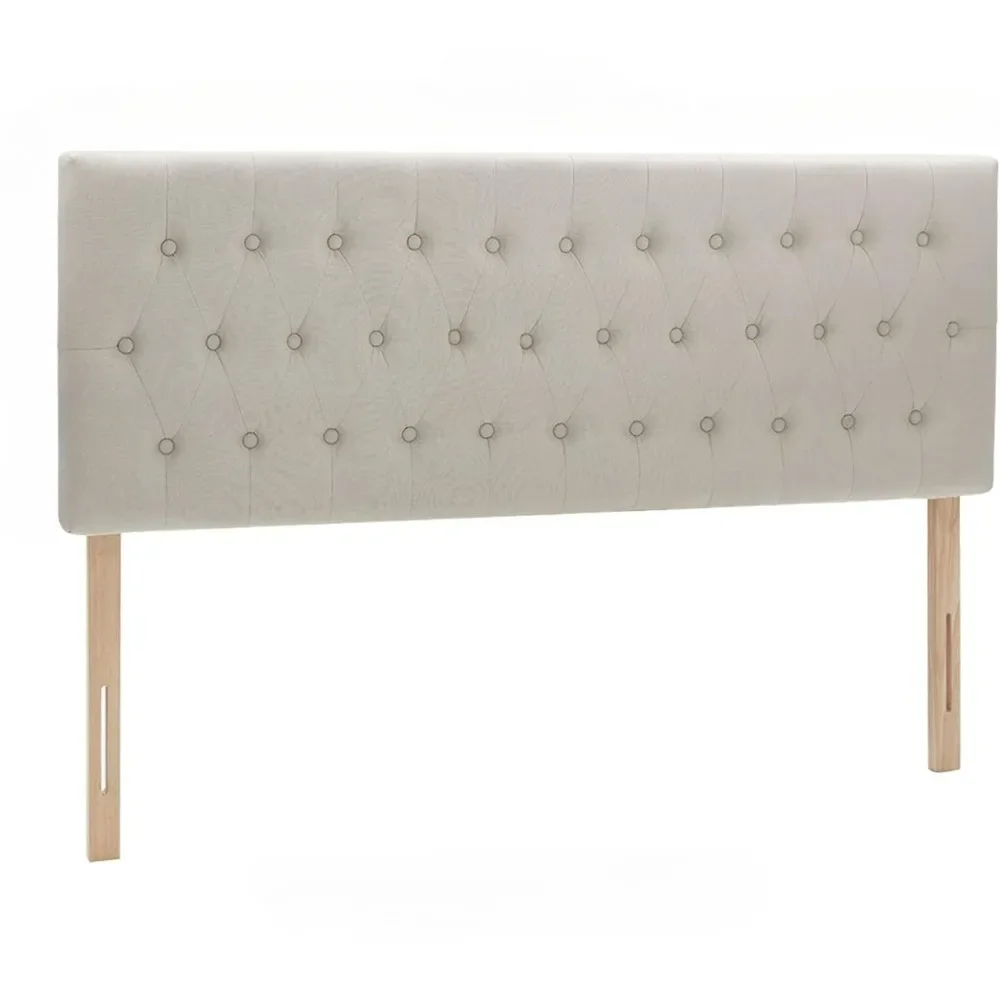 Tufted Upholstered Headboard in Modern Button, Adjustable Wood Headboard, Premium Linen Fabric Padded Headboards in Bedroom