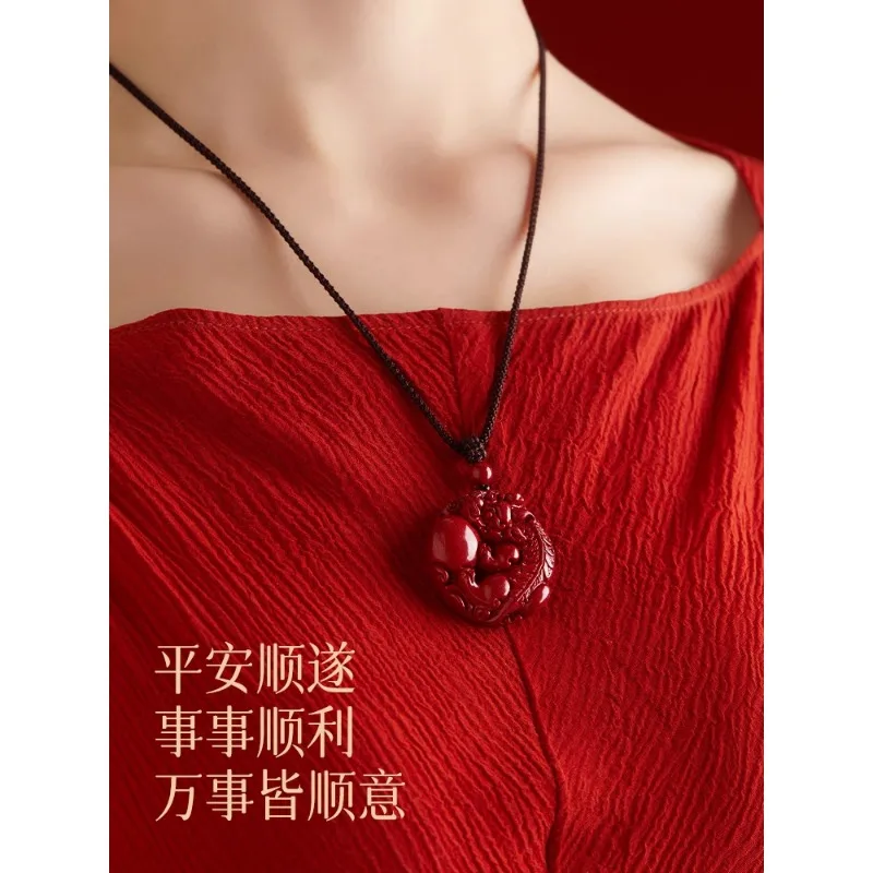 Vermilion Pixiu Peace Buckle Pendant for Men Vermilion Pendant for Women Vermilion Pendant Official Flagship Store Authentic