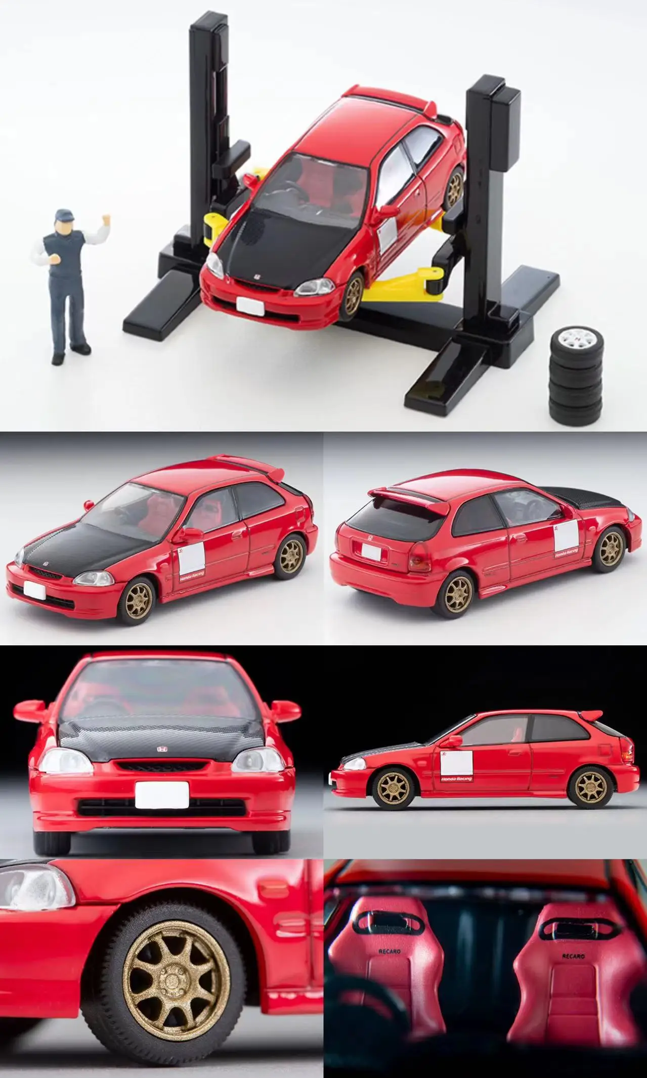 2406 Tomytec TLV 1/64 Car Snap 06b civic Red Die-cast Alloy Car Model Collection Display Gift