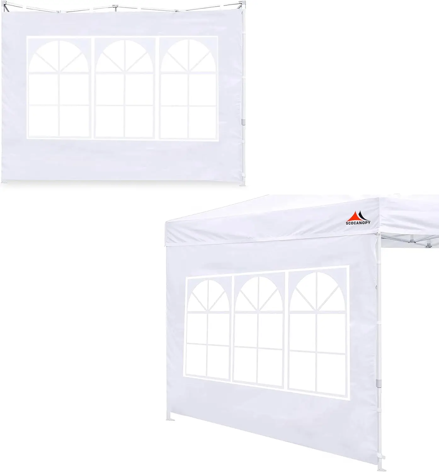 

White Side Walls with Windows for 10x10 Canopy Frame, Set of 2, Sunproof Panels Only, Easy Installation, Weather Resistant