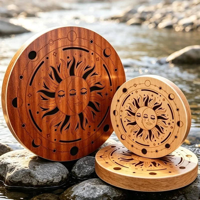 Shaman Drum Wooden Stream Drums Meditation Sound Healing Portable Handheld Frame Drums Yoga Ocean Wave Percussion Instruments