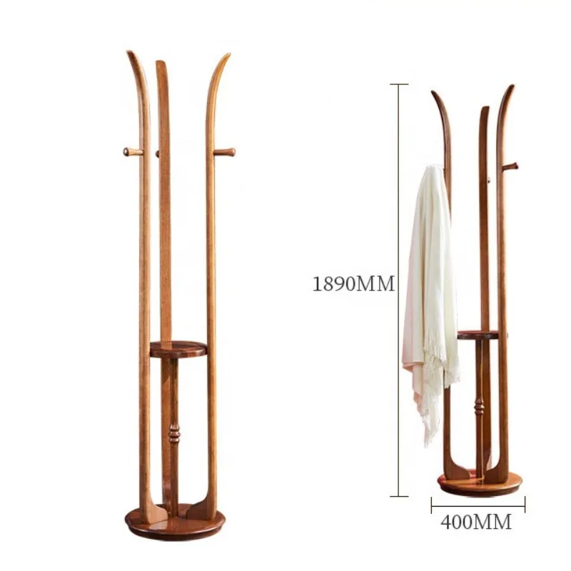 Oak Twisted Center Stand Hall Tree/Solid Wood Jacket Hat Rack Hanger Shelf Brown