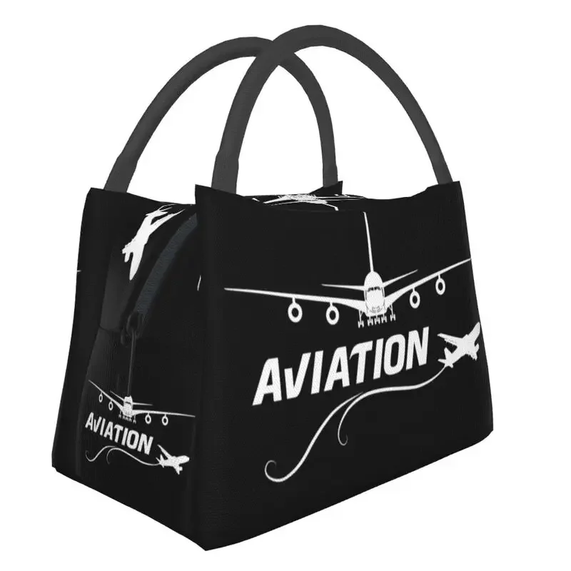 Aviation Lover Insulated Lunch Bag for School Office Airplane Pilot Aviator Air Fighter Portable Cooler Thermal  Box Women