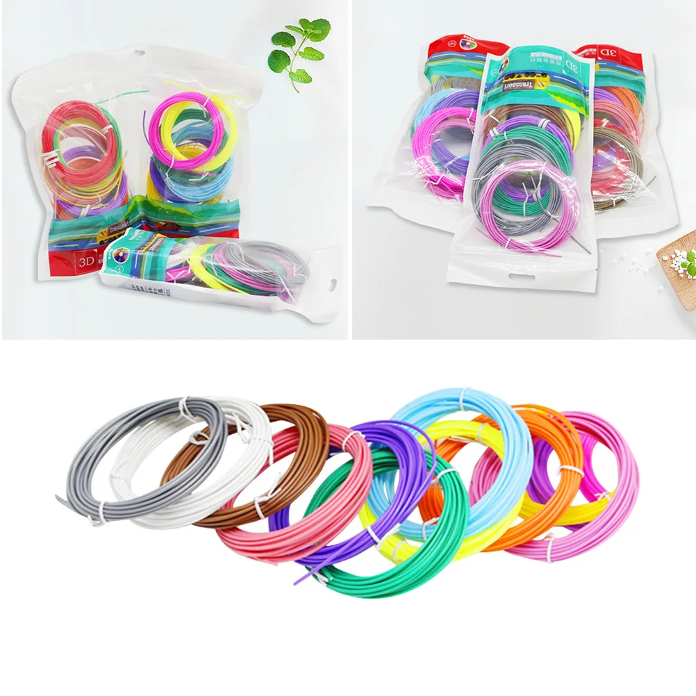 

1Set Pcl Filament for 3D Printing Pen 1.75mm 10 Colors Bright Long-Lasting Plastic Kids Color Recognition Learning Tool