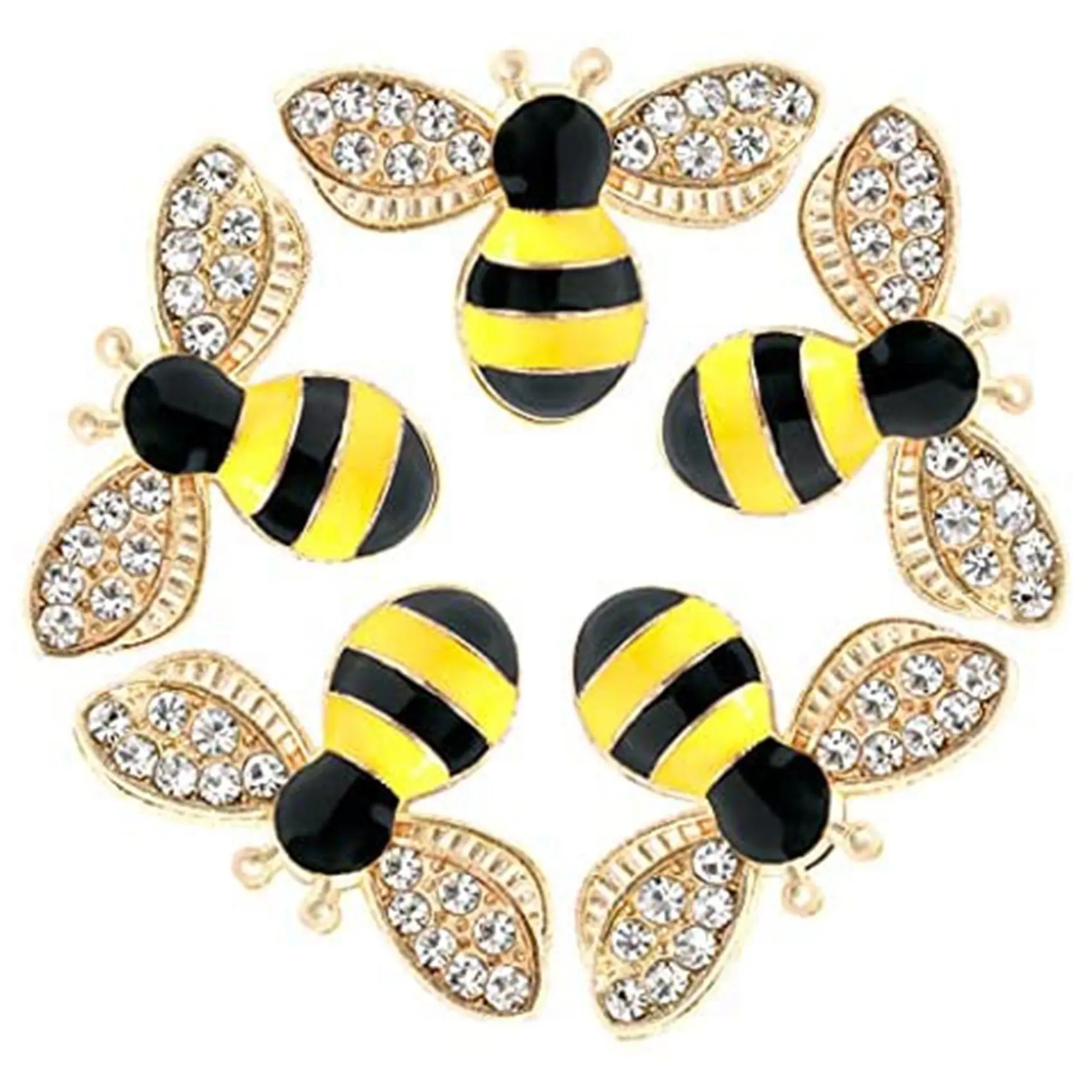 20 Pcs Enamel Bee Charms Pendants Rhinestone Enamel Craft Embellishments Crafting for DIY Handmade