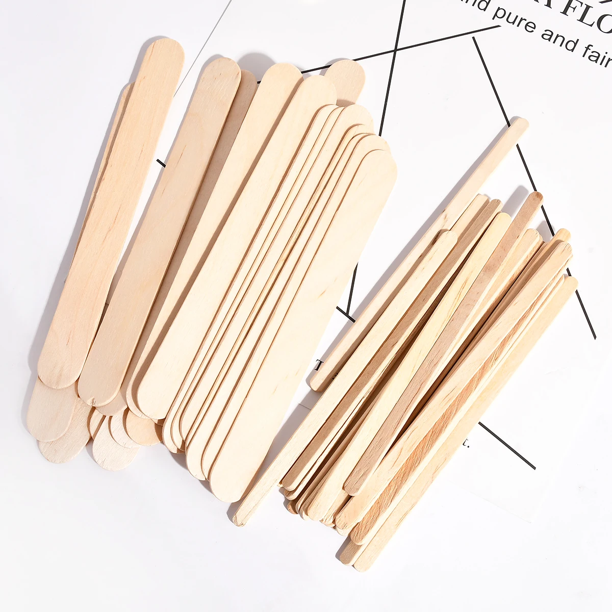 20pcs Wooden Waxing Wax Spatula Tongue Depressor Disposable Hair Removal Sticks Kit Skin Beauty Tool