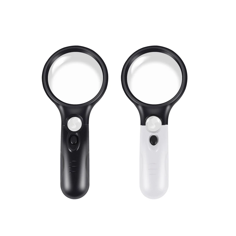 2Pc Magnifying Glass With Light-3X 45X Handheld Magnifier With 3 LED Light, High Clarity & Lightweight Magnifying Glass