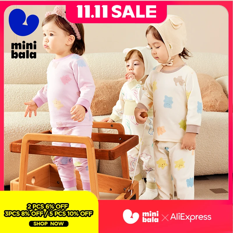 

Комплект термобелья Mini Bala для маленьких мальчиков и девочек, весна 2024, новая удобная домашняя одежда с базовым слоем