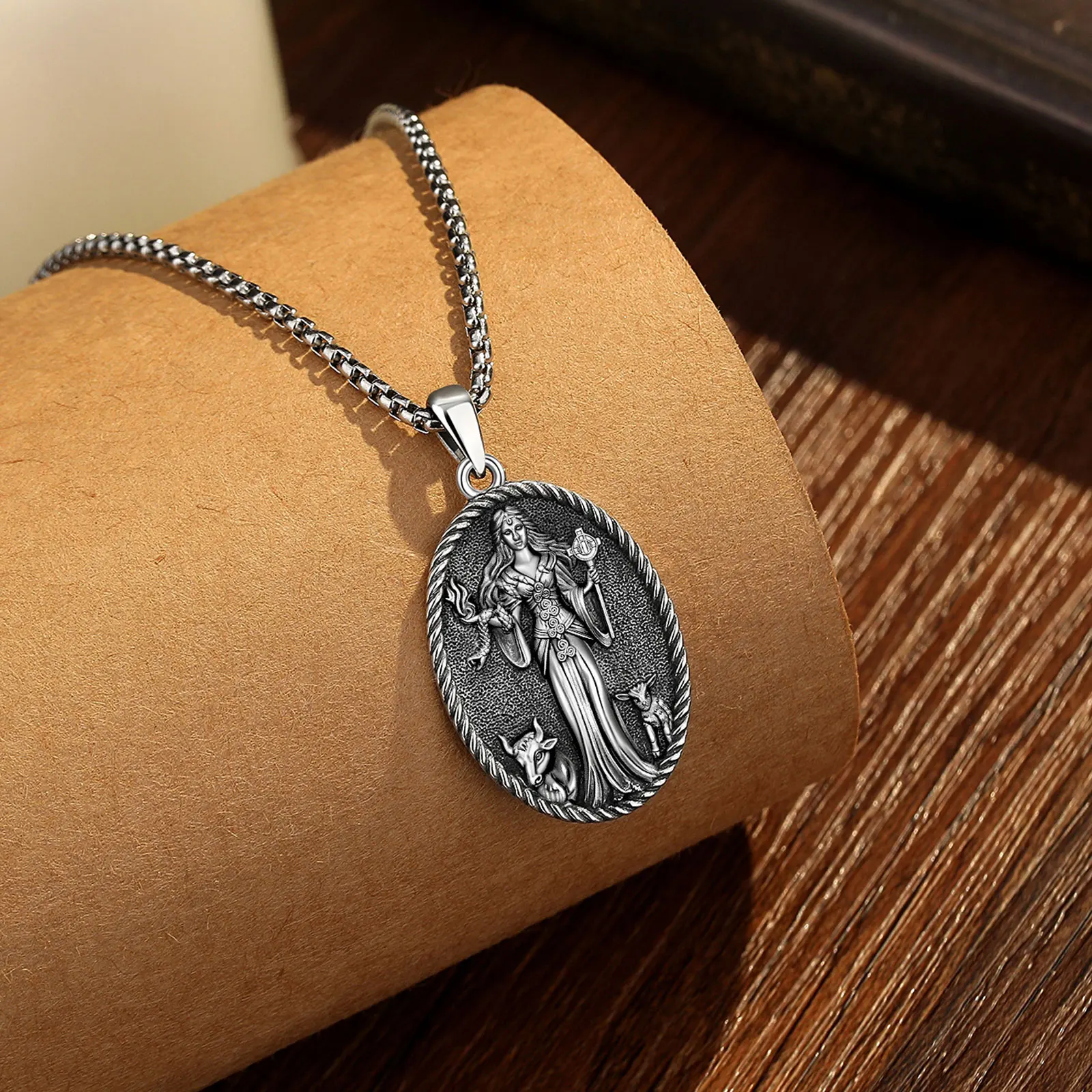 يودورا 925 فضة بريجيد آلهة قلادة بريجيد الصليب تميمة قلادة ويكا باقان مجوهرات هدية روحية للنساء #5