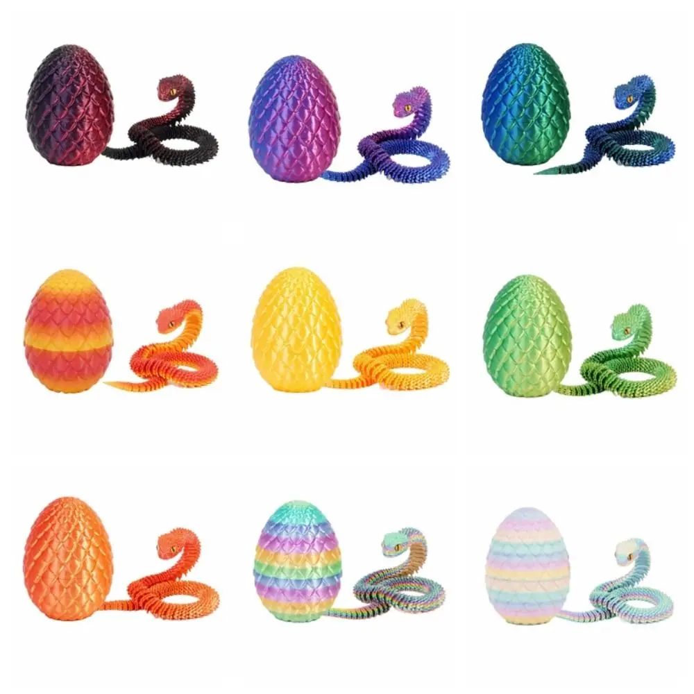 Creative 3D Printed Snake Toys All-in-one Molding Candy Color Animal Simulation Model Rotatable Snake Egg 3D Printed Snake Egg
