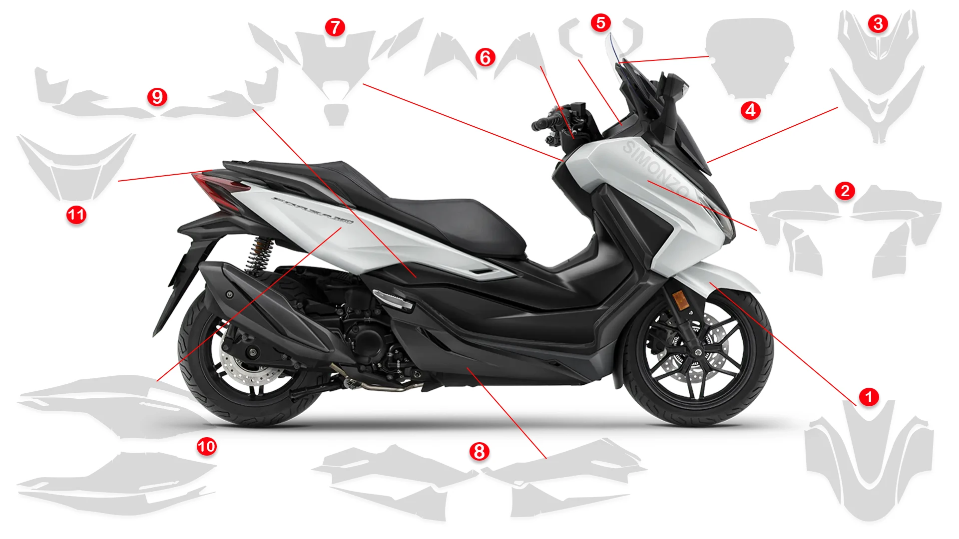 For FORZA 350 Motorcycle Paint Protective Film For Honda Forza 350 2025 Stickers Protect Fairing Anti-scratch Translucent Film