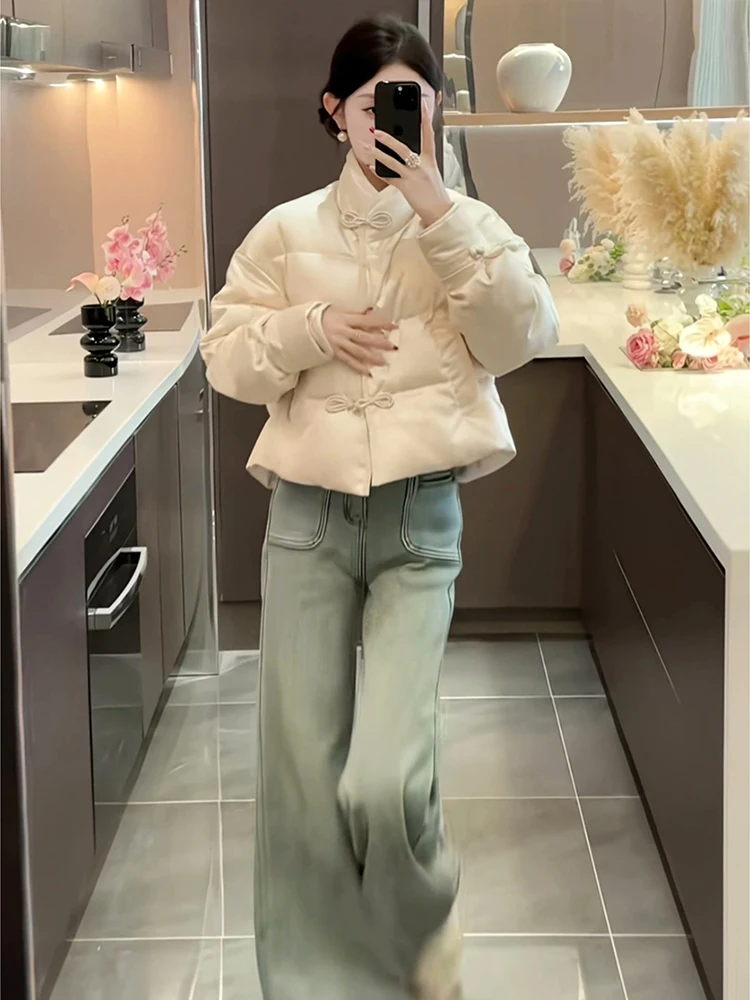 New Chinese Style Short Women's down Jacket Winter Fashionable Cotton Coat Outerwear Female Small Size National Spirit