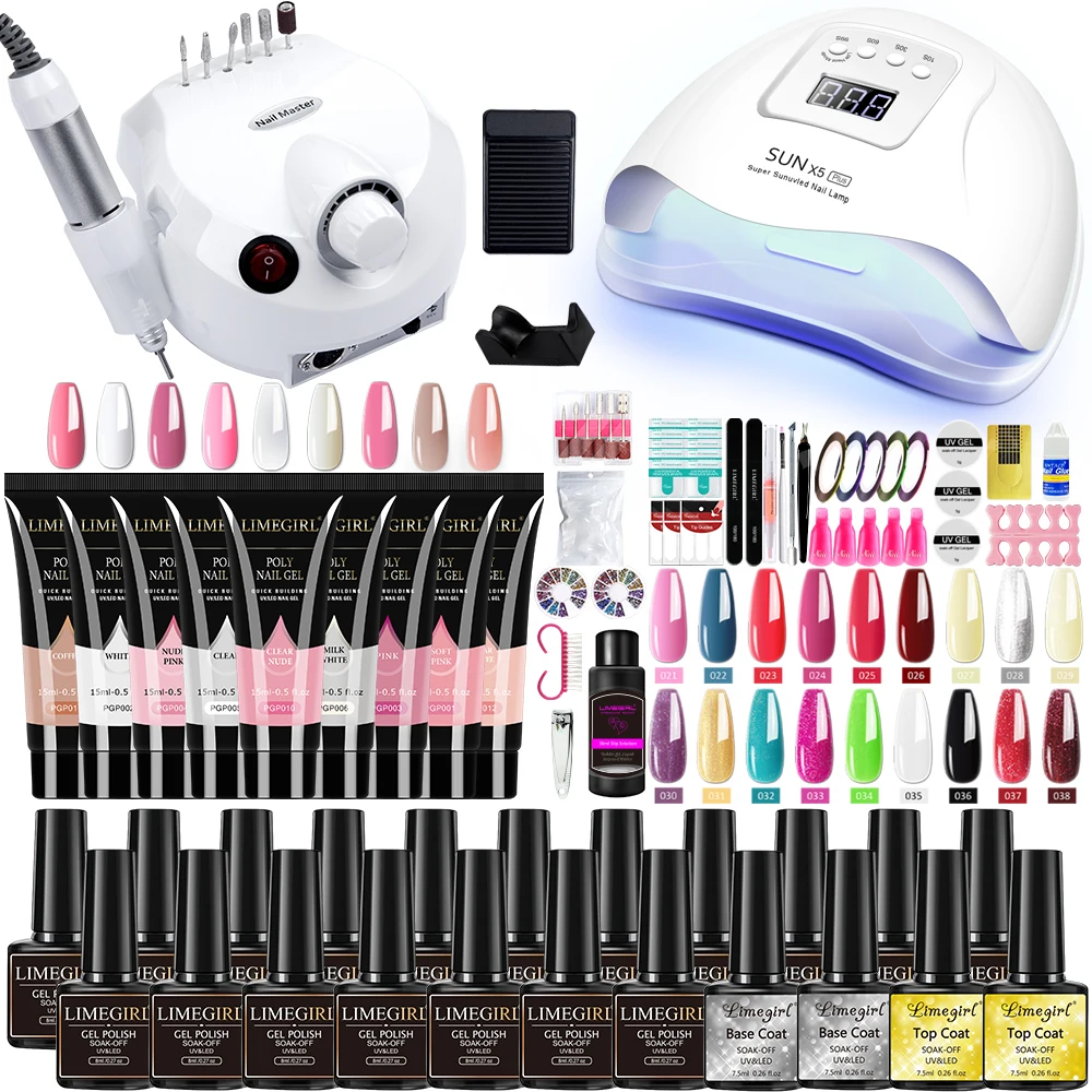 Nail Set Gel Nail Polish Set With UV LED Lamp Dryer Semi Permanent Gel Varnish Set Professional Nail Art Tools Kit Manicure Set