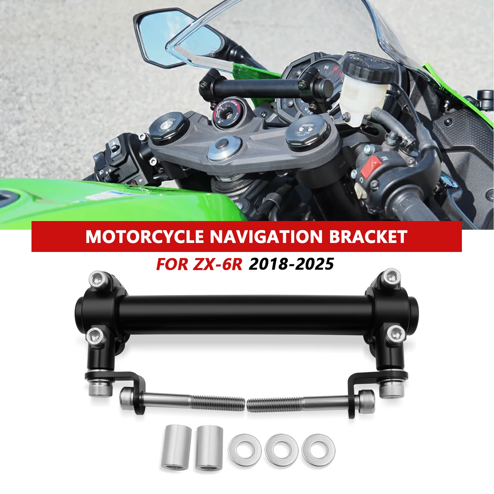 

Для ZX-6R 2025 ZX6R 636 2024 zx6r 2018-2025 кронштейн для ветрового стекла, держатель для смартфона, GPS, навигационный кронштейн ZX6R 2024