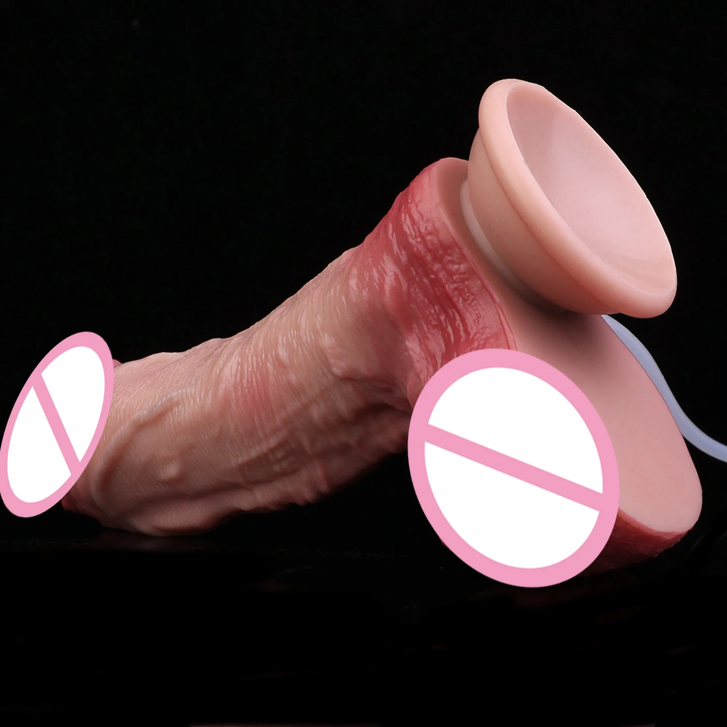 FAAK Doppio Strato di Silicone Schizzi Realsitic Dildo Eiaculazione Pene Realistico Con Ventosa Giocattoli Del Sesso G-Spot Gioco Della Prostata Anale