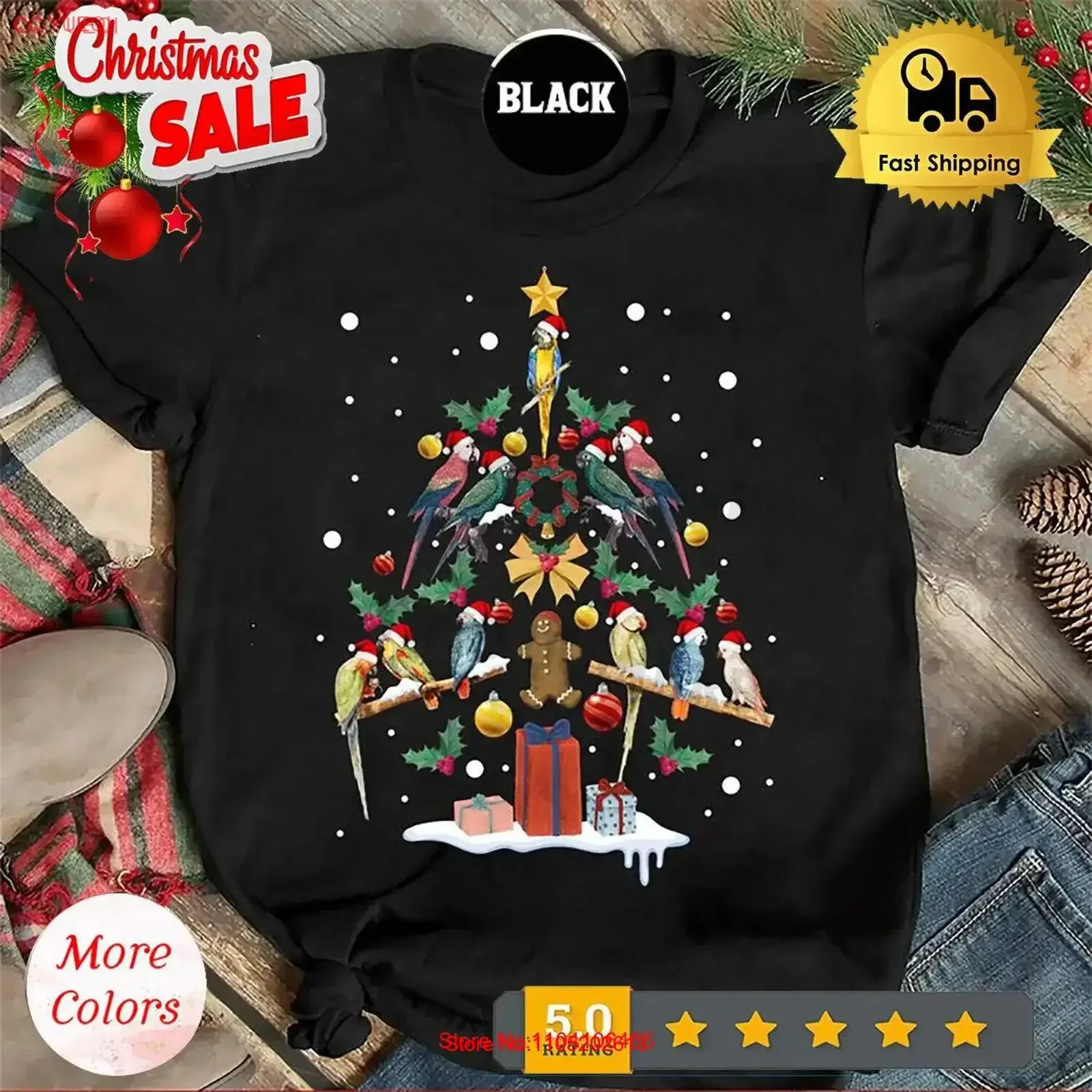 عيد الميلاد شجرة الببغاء الأسرة تي شيرت الرجال امرأة خمر غسلها تنوعا تنفس مريحة عادية امتدت #1