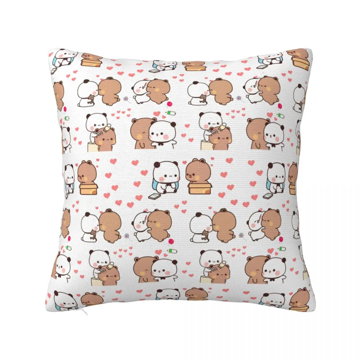 Bubu Dudu Love Story Pillow Case Cute Panda Bear Cushion Cover Zipper Decorative Throw Pillow Case Cover for Living Room 45*45cm