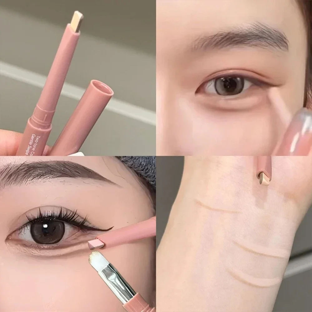 Crayon sous les yeux bicolore 2 en 1, surligneur éclaircissant, bâton d'ombre rose nu, Aegyo Sal couché, ver à soie, maquillage pour cils Eeyshadow