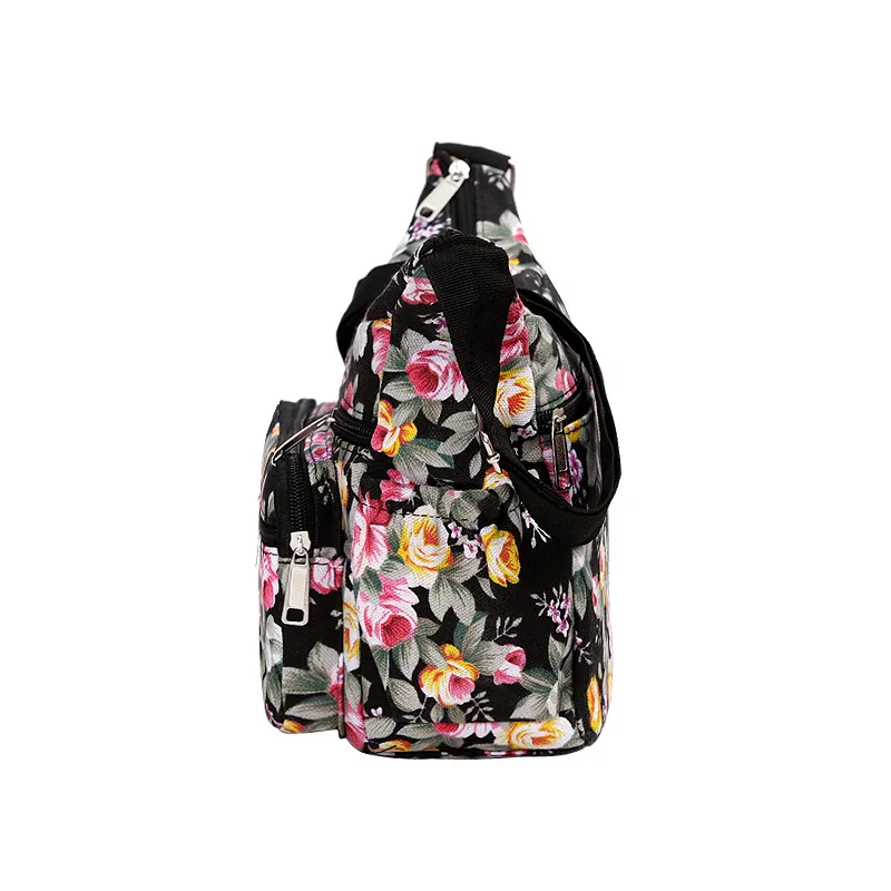 Nylon Ladies Messenger Bag Zipper Design Shoulder Bag Bandolera Mujer Printed flower Girl Student Phone Crossbody Shoulder Bag