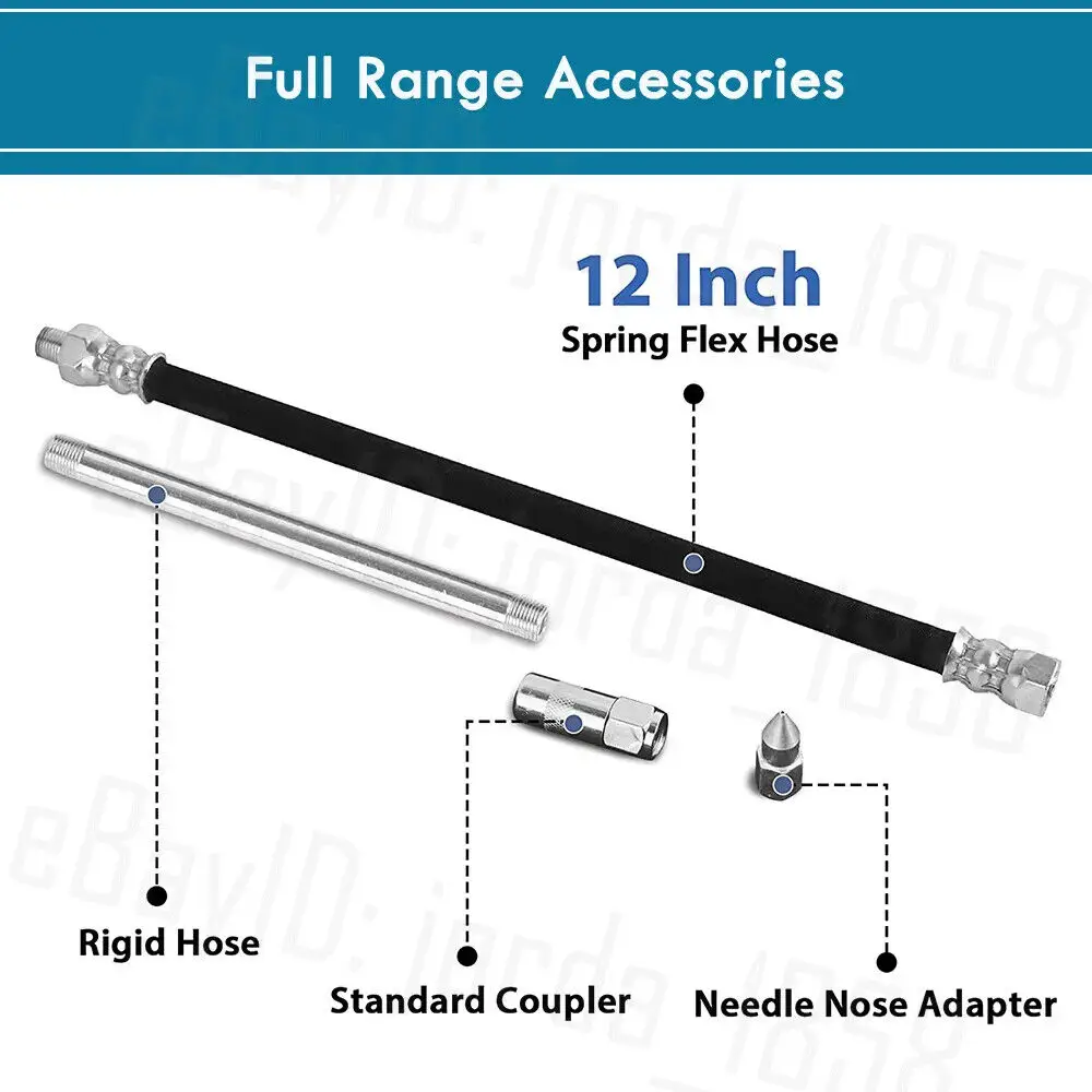 Professional Grease Gun Pressure Pistol Grip Dual Flow 6000PSI w/ Hose Cartridge Manual Small fuel Injector