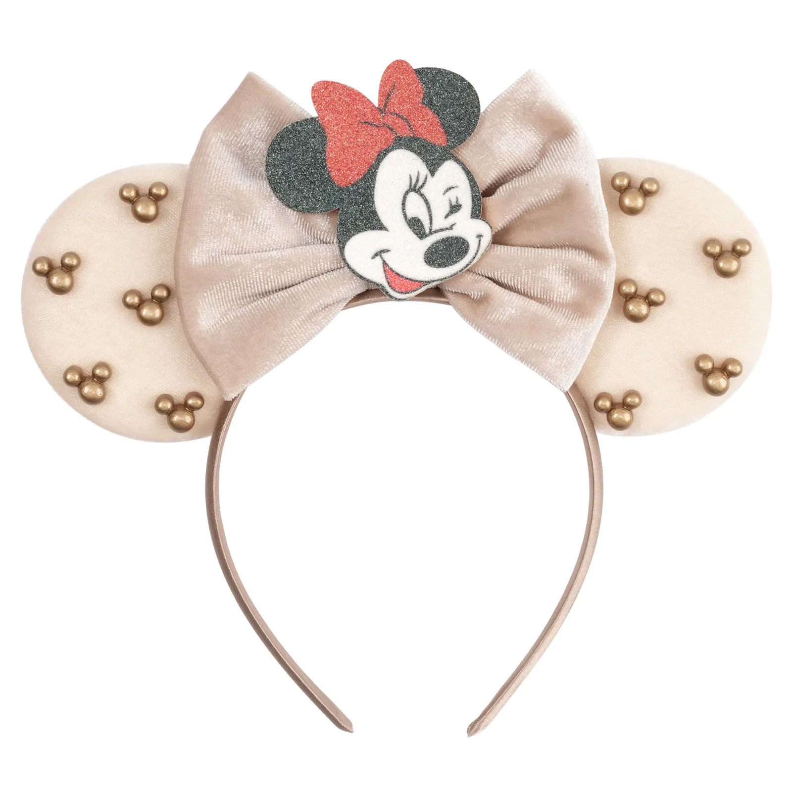 

Colorful velvet pearl Mickey hair headband plush ears bow hair accessory amusement park decoration headband