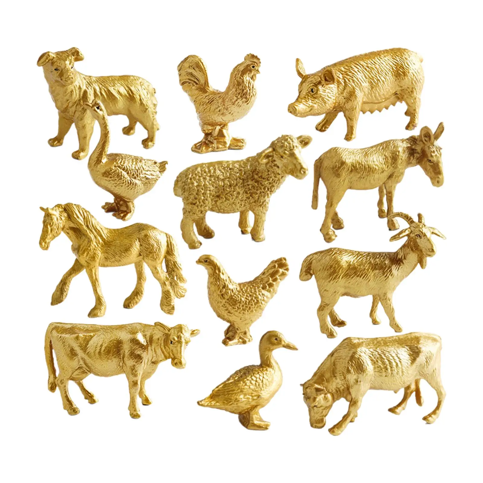 12Pcs Farm Animals Model for Playhouse Decor Desk Ornament Home Decoration