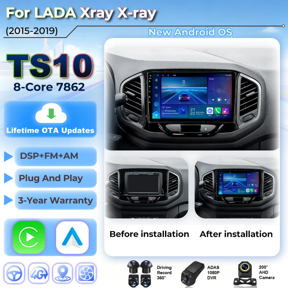Autoradio Car Radio Carplay For LADA Xray X-ray 2015 - 2019 2k GPS Navigation Video Multimedia Player Plug And Play Touch Screen