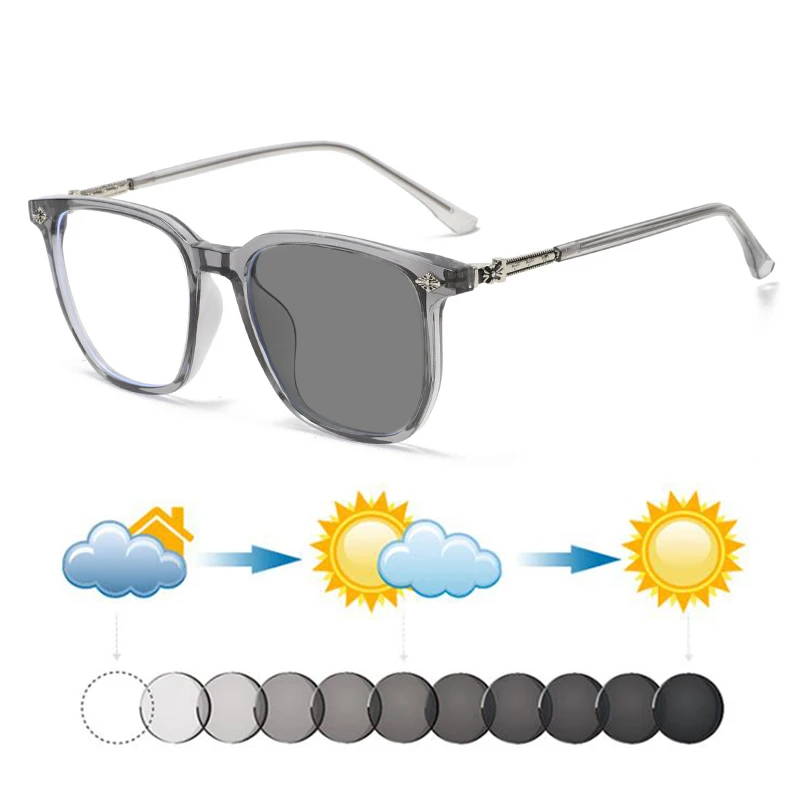 

Новые металлические+полимерные квадратные фотохромные солнцезащитные очки для женщин и мужчин, для коррекции близорукости, темные очки для путешествий и вождения, от 0 до -6 диоптрий