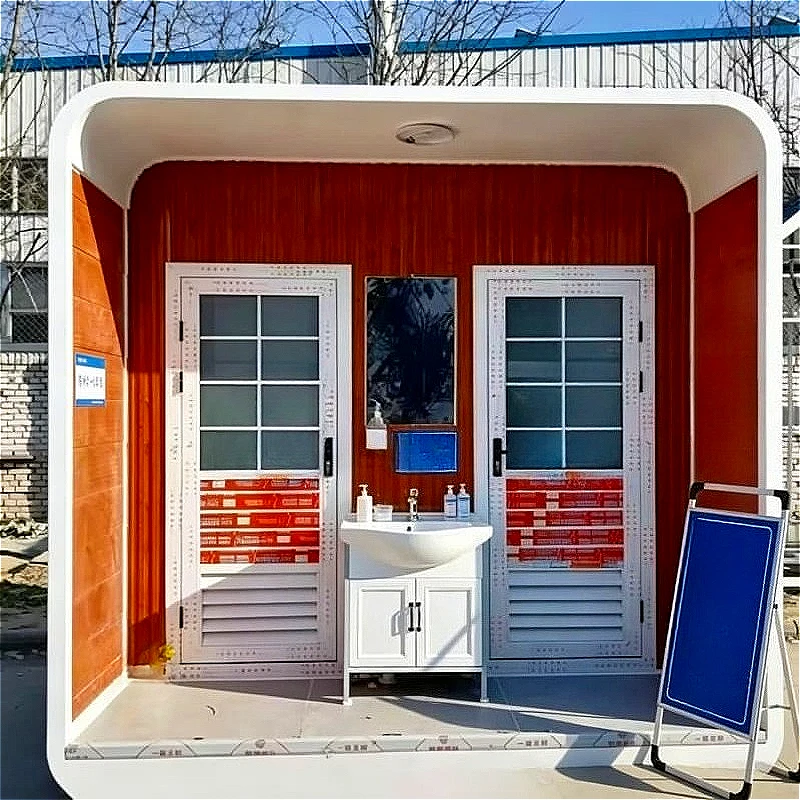 Prefab Container Toilet 10ft Portable Restroom Cabin With Flush Toilet Sink For Camping Festival Construction Site Customized