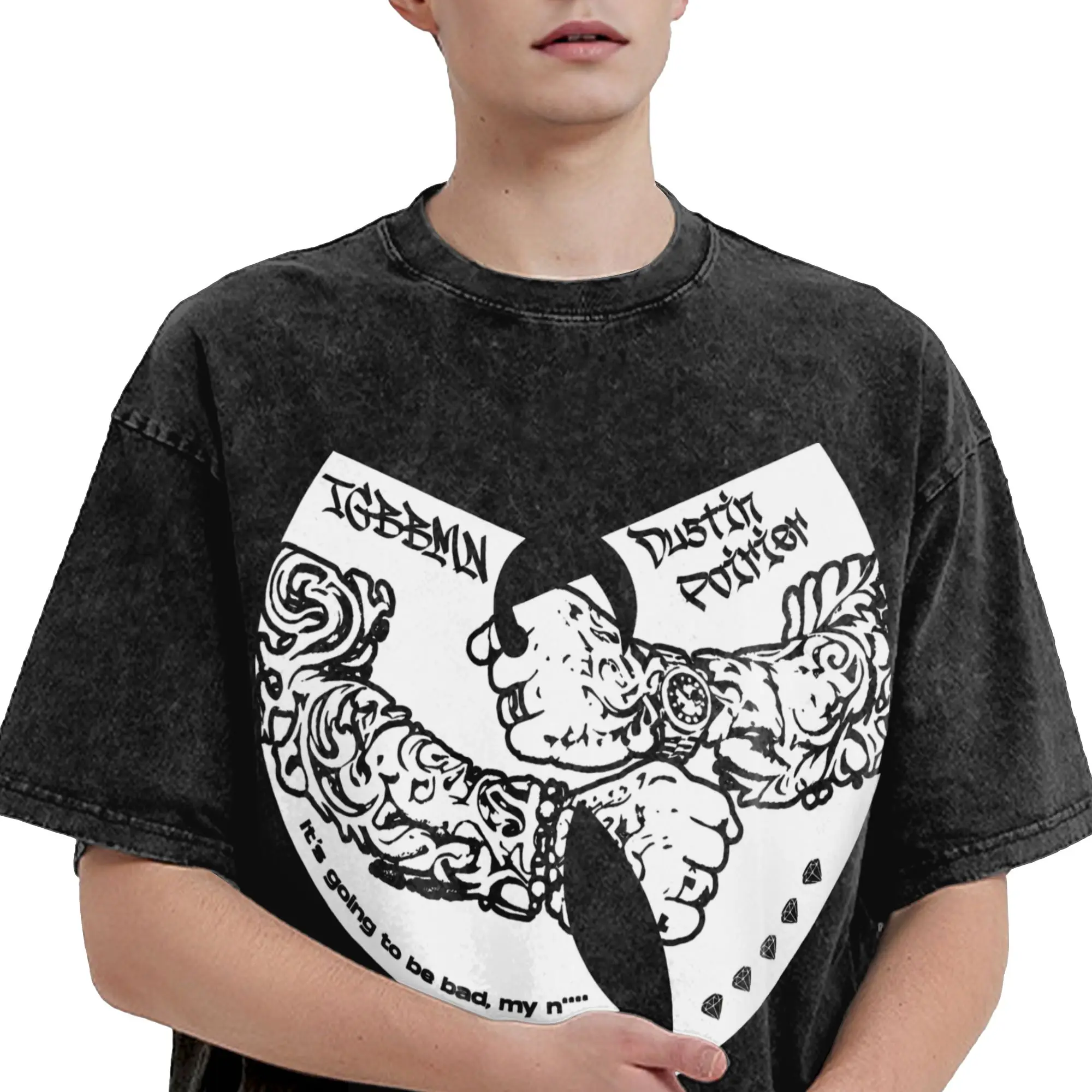 Funny Dustin The Diamond Poirier IGBBMN  Washed T Shirt Streetwear Hip Hop Casual T-Shirts Tees Tops for Men Women Short Sleeve