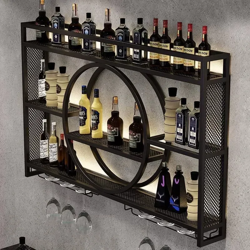 อุตสาหกรรมติดผนังบาร์ชั้นวางไวน์ตู้แขวนชั้นวางไวน์สําหรับ Home Bar ห้องรับประทานอาหาร Living Room Decor